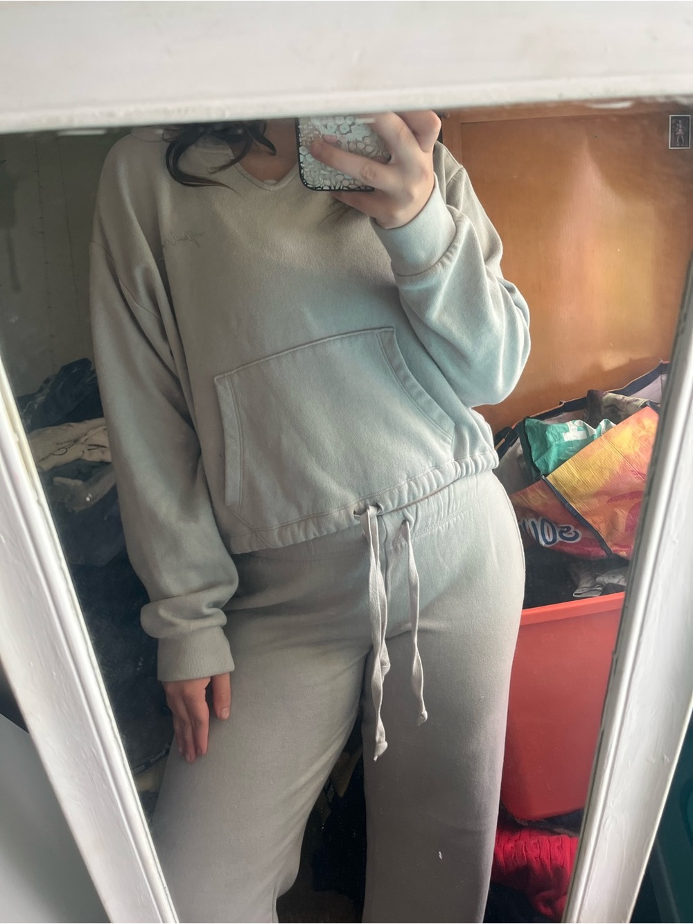 Victoria’s Secret Tie-Waist Sweatshirt & Lounge Pants Set with rhinestones